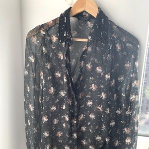 TOPSHOP floral sheer blouse
